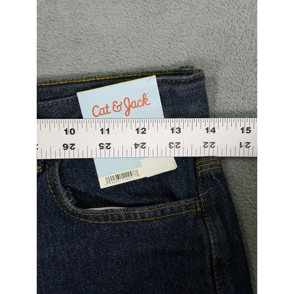 New Cat & Jack Jeans Boys 14 Blue Dark Wash Relaxed‎ Straight Adjustable Waist
